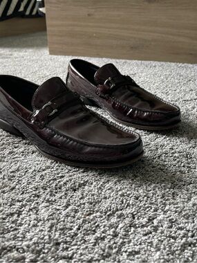 Men's Burgundy Ferragamo Leather Bit Loafers